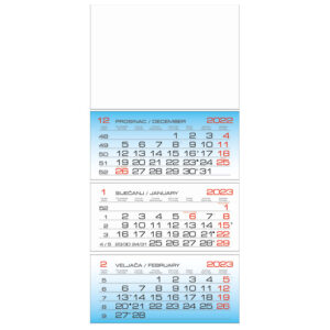 Kalendar zidni trodijelni 2023.-3 bloka preklopni