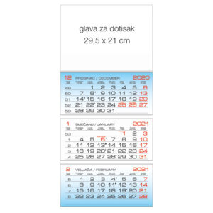 Kalendar zidni trodijelni 2021. 3 bloka