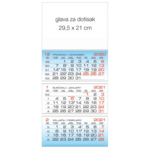 Kalendar zidni trodijelni 2022.-3 bloka