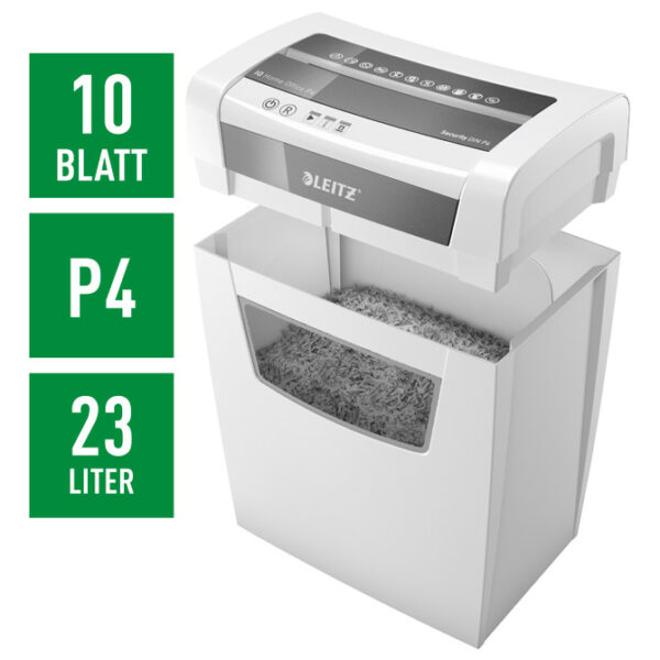 Uništavač dokumentacije 10 listova IQ Home Leitz 80090000 bijelo/sivi - Slika 5