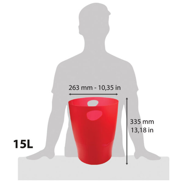 Koš za smeće pp 15L Ecobin Exacompta 45324D prozirno crveni - Slika 3