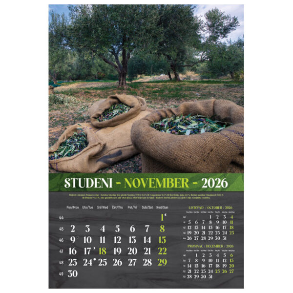 Kalendar Masline 2026 13 listova spirala - Slika 3