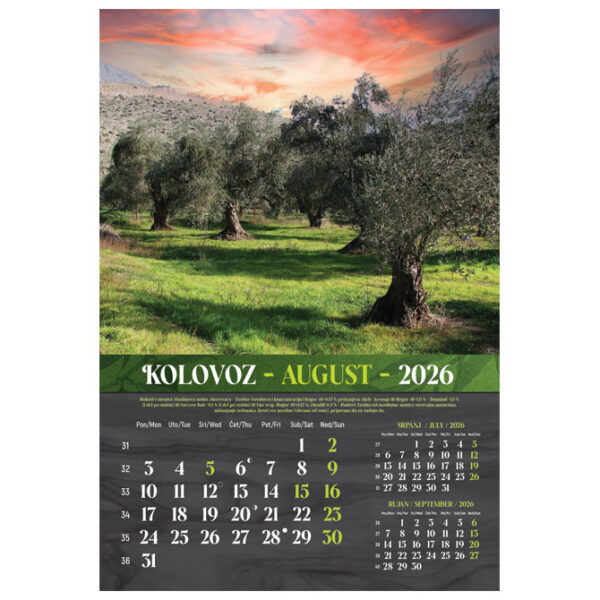 Kalendar Masline 2026 13 listova spirala - Slika 6