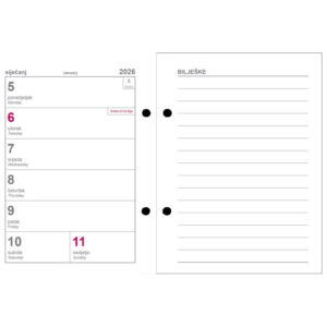 Uložak za stolni kalendar-standardne rupe 7cm-tjedni