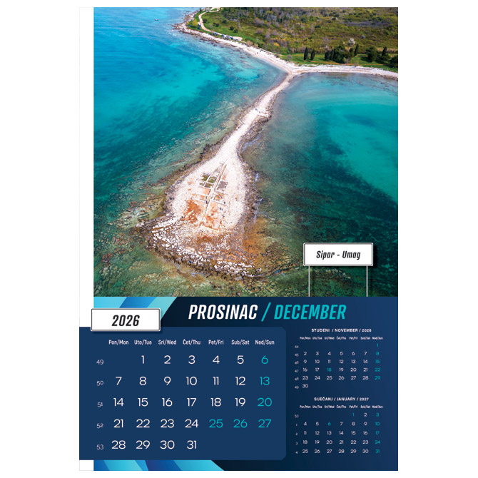 Kalendar Biseri Jadrana 2026 13 listova spirala - Slika 2
