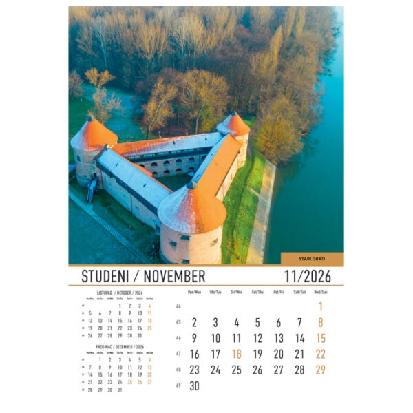 Kalendar Dvorci i utvrde 2026 13 listova spirala - Slika 3