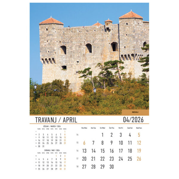 Kalendar Dvorci i utvrde 2026 13 listova spirala - Slika 10